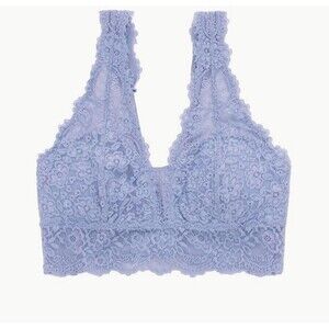Aerie AE light blue Eyelash lace padded bralette bra convertible 32 Small DD S
